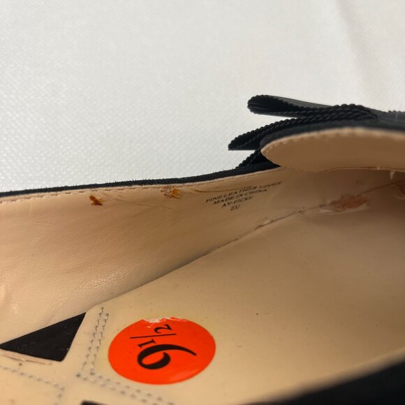 Adrienne Vittadini Pointed Toe Low Heel Black Suede Flat Ballet Ribbon Bow 9.5 - Picture 7 of 10